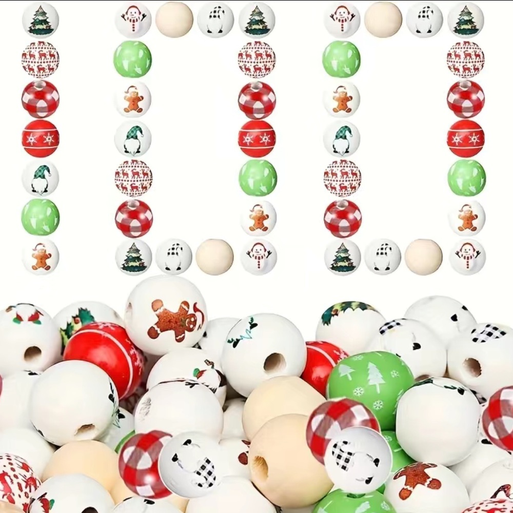 Christmas Wooden Garland DIY Beads